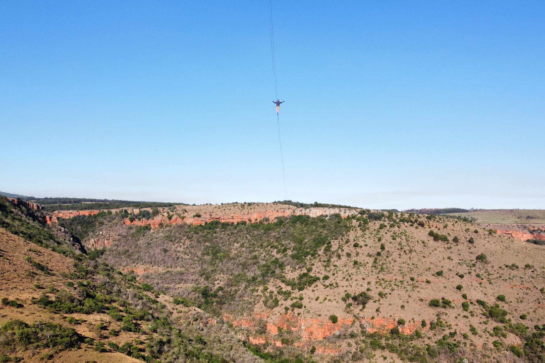 African Record Highline: 1200-meter-long in Waterval Boven, South Africa