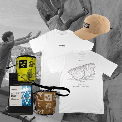 Bundle: 'Perfect' Climbing Tshirt in White, Chalk Bag, Chalk and Ripstop 5-Panel Hat