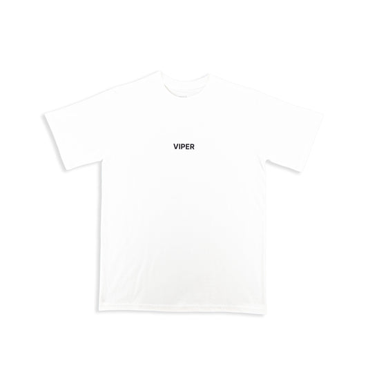 White t-shirt with 'VIPER' logo on a white background