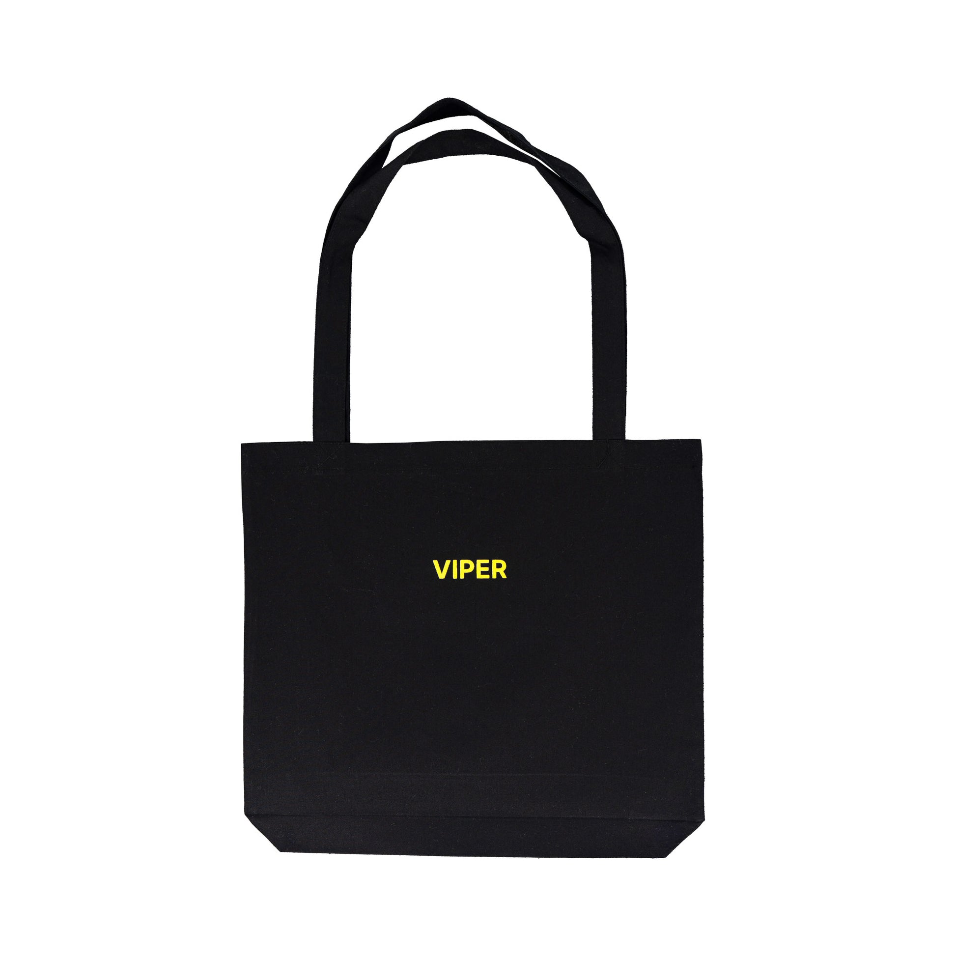 Black tote bag with 'Viper' logo on a white background