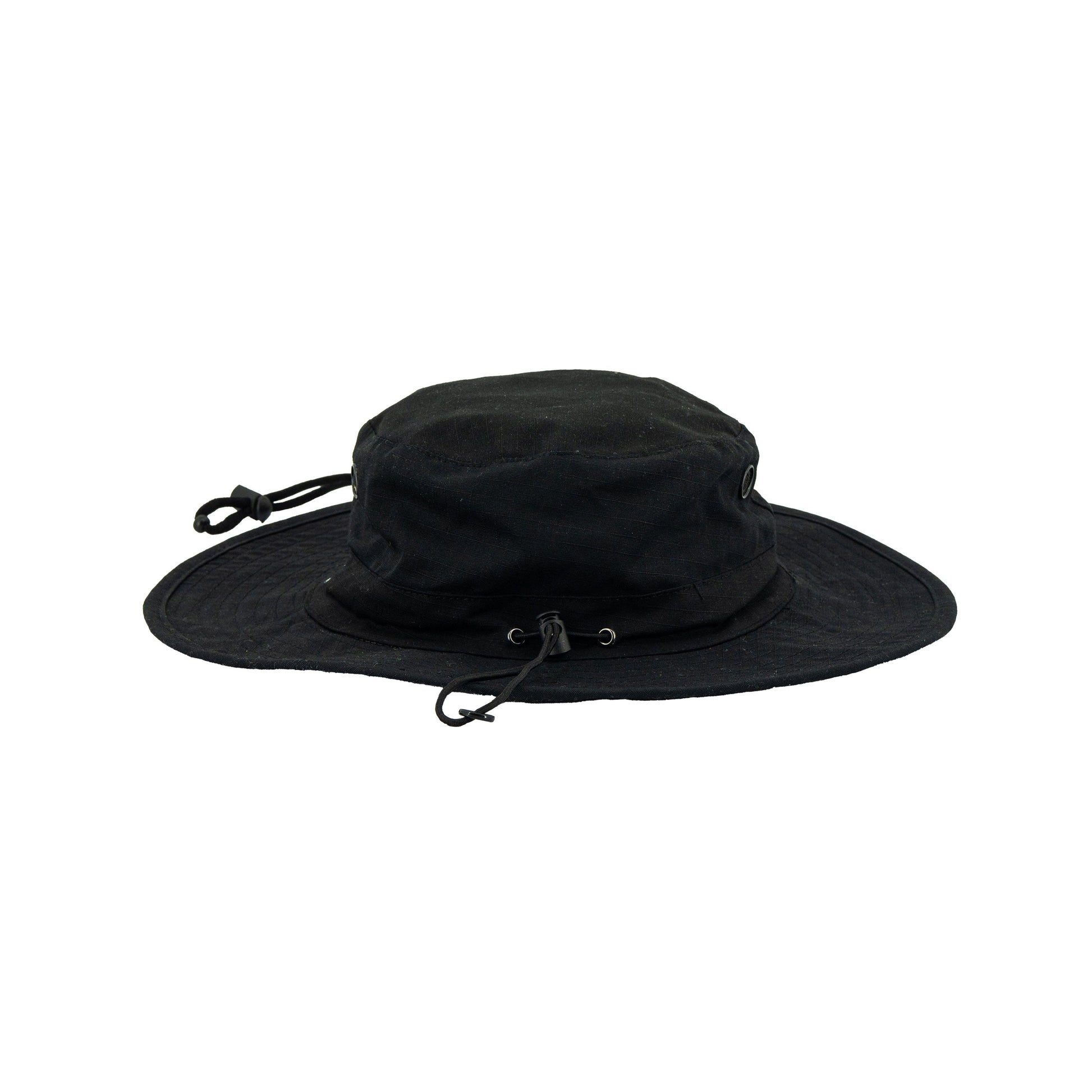 Black wide-brimmed athletes bushhat on a white background
